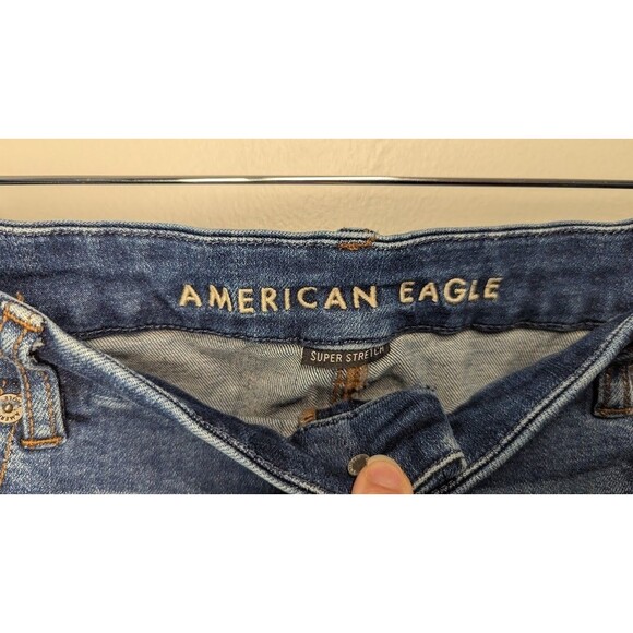 American Eagle Jeans Womens 14 L Curvy Super Hi-Rise Jegging Stretch Distressed - Picture 2 of 5